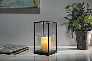 9.65-Inch Tall Glass and Black Metal Candle Holder (Set of 2), , rollover