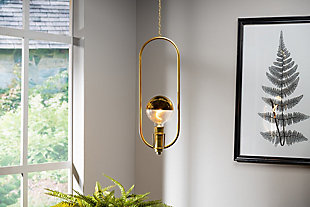 19.68-inch Tall Hanging Gold Battery Operated Pendant Light, , rollover