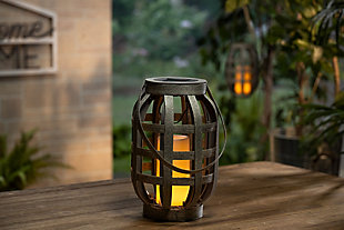 9.65-Inch Tall Gray Plastic Solar Lanterns with Built In Flameless Candle (Set of 6), , rollover