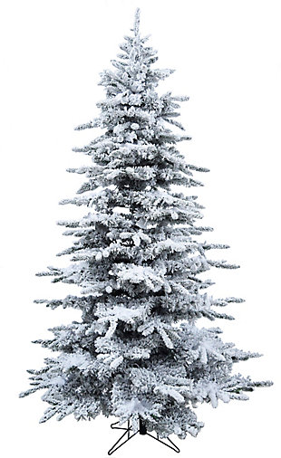 7.5-Ft Silverado Pine White Flocked Slim Christmas Tree with Metal Stand, , rollover