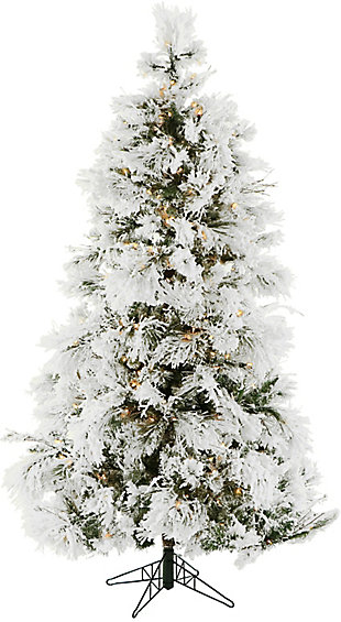 10-Ft. Flocked Snowy Pine Christmas Tree with Smart String Lighting, , large
