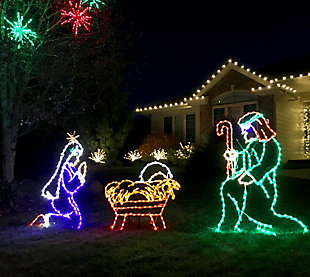 Christmas Giant Outdoor LED Lights 3-Piece Nativity Set, , rollover