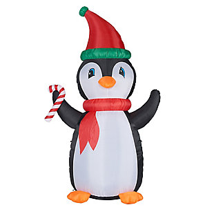 10-Ft. Tall Penguin with Candy Cane Blow Up Inflatable with RGB Lights, , large