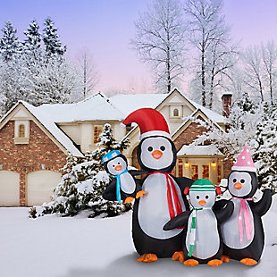 10-Ft. Tall Penguin Family Blow Up Inflatable with Lights, , rollover