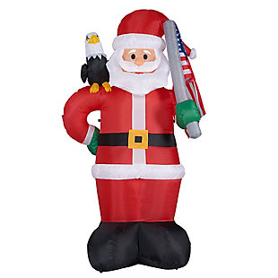 8-Ft. Tall Americana Santa with a Bald Eagle and American Flag Blow Up Inflatable with Lights, , large