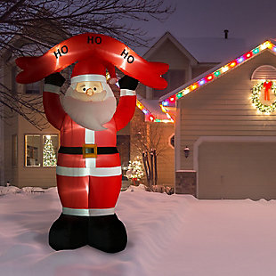 10-Ft. Tall Santa Holding Sign Blow Up Inflatable with Lights, , rollover