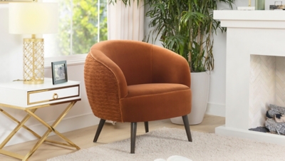 Jennifer Taylor Home London Barrel Chair, Burnt Orange, rollover