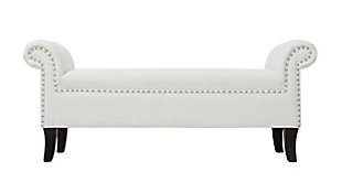 Jennifer Taylor Home Kathy Roll Arm Entryway Accent Bench, Bright White, large