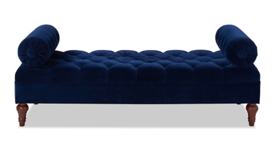 Jennifer Taylor Home Lewis Bolster Arm Entryway Bench, Navy Blue, large