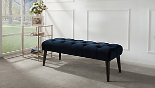 The Quinn Collection by Jennifer Taylor Home is the perfect addition to any living space looking to add a bit of a modern flair. The Quinn is upholstered with high-quality fabric and the solid wood frame is made from kiln-dried birch which provides exceptional support and stability. Crafted beautifully with hand tufting along the seat, this bench brings class and lounging comfort to any room in the home, whether it’s used as additional seating for guests or extra space to spruce up your home decor.Bench-made home furnishing products carefully hand built by experienced craftsmen and women | A sturdy frame of kiln-dried solid hardwood and 11-layer plywood for strength and support that will last | Upholstered in high-quality woven fabric atop premium high-density flame-retardant foam for a luxurious medium firm feel | High quality material selection provide  durability with a lush look, wide variety of colors are cozy and inviting.
