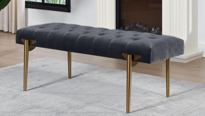 Jennifer Taylor Home Aria Accent Bench, Steel Gray, rollover