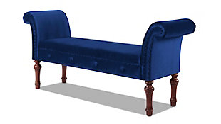 The Elise Collection entryway bench by Jennifer Taylor Home is the perfect addition to any living space looking to add a decorative flair. Upholstered in premium fabric and high-density foam padding, the sturdy solid wood frame provides exceptional support and stability. Accented with subtle hand-tufted buttons, elegantly rolled arms, and beautifully turned solid wood legs will guarantee to make this piece stand out. The Elise is an ideal choice for the entryway, hallway, or bedroom. Jennifer Taylor Home offers a unique versatility in design and makes use of a variety of trend inspired color palettes and textures. Our products bring new life to the classic American home.Bench-made home furnishing products carefully hand built by experienced craftsmen and women | A sturdy frame of kiln-dried solid hardwood and 11-layer plywood for strength and support that will last | Upholstered in high-quality woven fabric atop premium high-density flame-retardant foam for a luxurious medium firm feel | Exposed nails along the arm insets and seat cushion border for a more rustic look | High quality material selection provide  durability with a lush look, wide variety of colors are cozy and inviting.