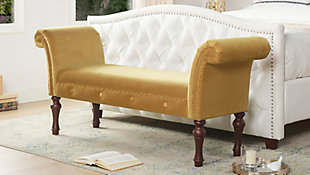 Jennifer Taylor Home Elise Roll Arm Entryway Bench, Gold, rollover