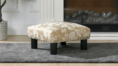 Jennifer Taylor Home Jules Square Accent Footstool, Champagne Beige, rollover