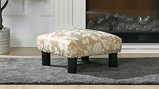 Jennifer Taylor Home Jules Square Accent Footstool, Champagne Beige, rollover