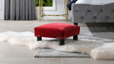 Jennifer Taylor Home Jules Square Accent Footstool, Siren Red