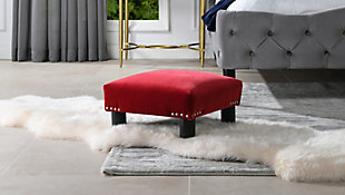 Jennifer Taylor Home Jules Square Accent Footstool, Siren Red, rollover