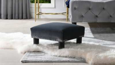 Jennifer Taylor Home Jules Square Accent Footstool, Steel Gray