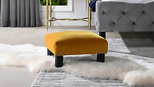 Jennifer Taylor Home Jules Square Accent Footstool, Rich Yellow, rollover