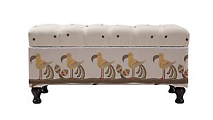 The Naomi Collection by Jennifer Taylor Home aims to add some functional storage space to the entryway, living area or bedroom. The unique storage bench design features a lifting cover which reveals an ample amount of storage space and organizational options. The selected fabric features a high-quality polyester and viscose blend and engineered for long life. The solid wood frame is made from kiln-dried birch which provides exceptional support and stability. This unique hand tufted kantha design makes this piece simple yet elegant. The Naomi is an ideal choice for the entryway, hallway or living areas. This bench brings class and lounging comfort to any room in the home, whether it’s used as a footrest or additional seating for guests. Jennifer Taylor Home offers a unique versatility in design and makes use of a variety of trend inspired color palettes and textures. Our products bring new life to the classic American home.Bench-made home furnishing products carefully hand built by experienced craftsmen and women | A sturdy frame of kiln-dried solid hardwood and 11-layer plywood for strength and support that will last | Upholstered in high-quality woven fabric atop premium high-density flame-retardant foam for a luxurious medium firm feel | High quality material selection provide  durability with a lush look, wide variety of colors are cozy and inviting.