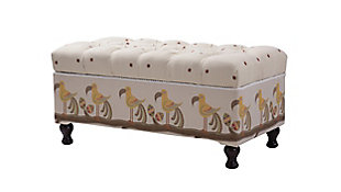 The Naomi Collection by Jennifer Taylor Home aims to add some functional storage space to the entryway, living area or bedroom. The unique storage bench design features a lifting cover which reveals an ample amount of storage space and organizational options. The selected fabric features a high-quality polyester and viscose blend and engineered for long life. The solid wood frame is made from kiln-dried birch which provides exceptional support and stability. This unique hand tufted kantha design makes this piece simple yet elegant. The Naomi is an ideal choice for the entryway, hallway or living areas. This bench brings class and lounging comfort to any room in the home, whether it’s used as a footrest or additional seating for guests. Jennifer Taylor Home offers a unique versatility in design and makes use of a variety of trend inspired color palettes and textures. Our products bring new life to the classic American home.Bench-made home furnishing products carefully hand built by experienced craftsmen and women | A sturdy frame of kiln-dried solid hardwood and 11-layer plywood for strength and support that will last | Upholstered in high-quality woven fabric atop premium high-density flame-retardant foam for a luxurious medium firm feel | High quality material selection provide  durability with a lush look, wide variety of colors are cozy and inviting.