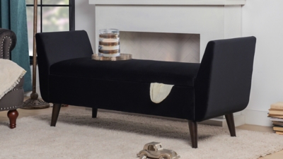 Jennifer Taylor Home Duff Entryway Storage Bench, Anthracite Black