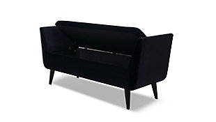 Distinguish your interior design with the Duff Upholstered Entryway Bench Collection by Jennifer Taylor Home. This entryway bench’s smooth upholstery, flared arms, channeled seat, and tapered dark espresso legs define the piece in a subtle, mid-century modern style that brings an air of distinction to any décor. And with a spacious storage chest beneath the fold-up seat, the Duff lets you keep your living room, bedroom, or entryway together in tidiness.Handmade by master furniture craftsmen for the highest level of quality | Sturdy frame of kiln-dried solid birch hardwood and 11-layer plywood provides excellent support and stability | Upholstered in high-quality fabric atop premium high-density flame-retardant foam for a medium firm feel | Open mid-century modern design accented by comfortable channeled seat | Multi-function seating with a spacious storage chest beneath fold-up seat cushion | Perfect at the end of a bed or in the entryway