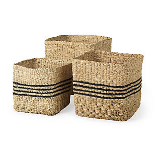 Mercana Cullen Twisted Seagrass Square Basket (Set of 3), , rollover
