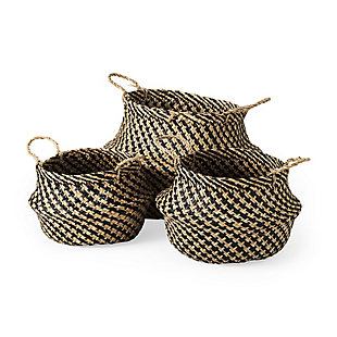 Mercana Gaia Cross Patterned Seagrass Basket (Set of 3), , rollover