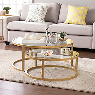 Southern Enterprises Gabe Glam Nesting Cocktail Table 2pc Set – Gold, , rollover