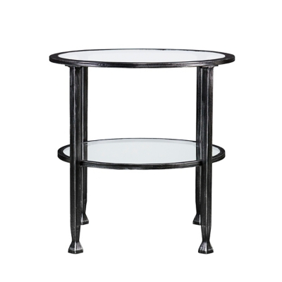 Southern Enterprises Arryn Metal/Glass Round End Table - Black, , large