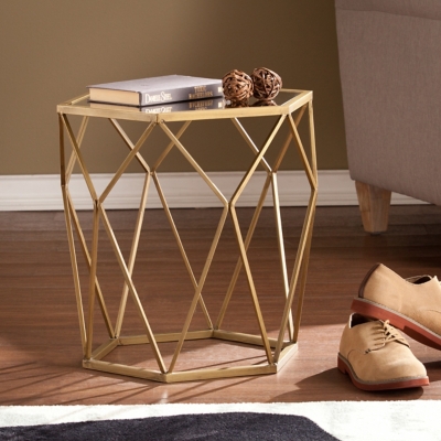 Southern Enterprises Furniture Gollay Geometric Accent Table, Soft Gold