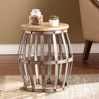 Southern Enterprises Furniture Callum Accent Table, Antique Silver