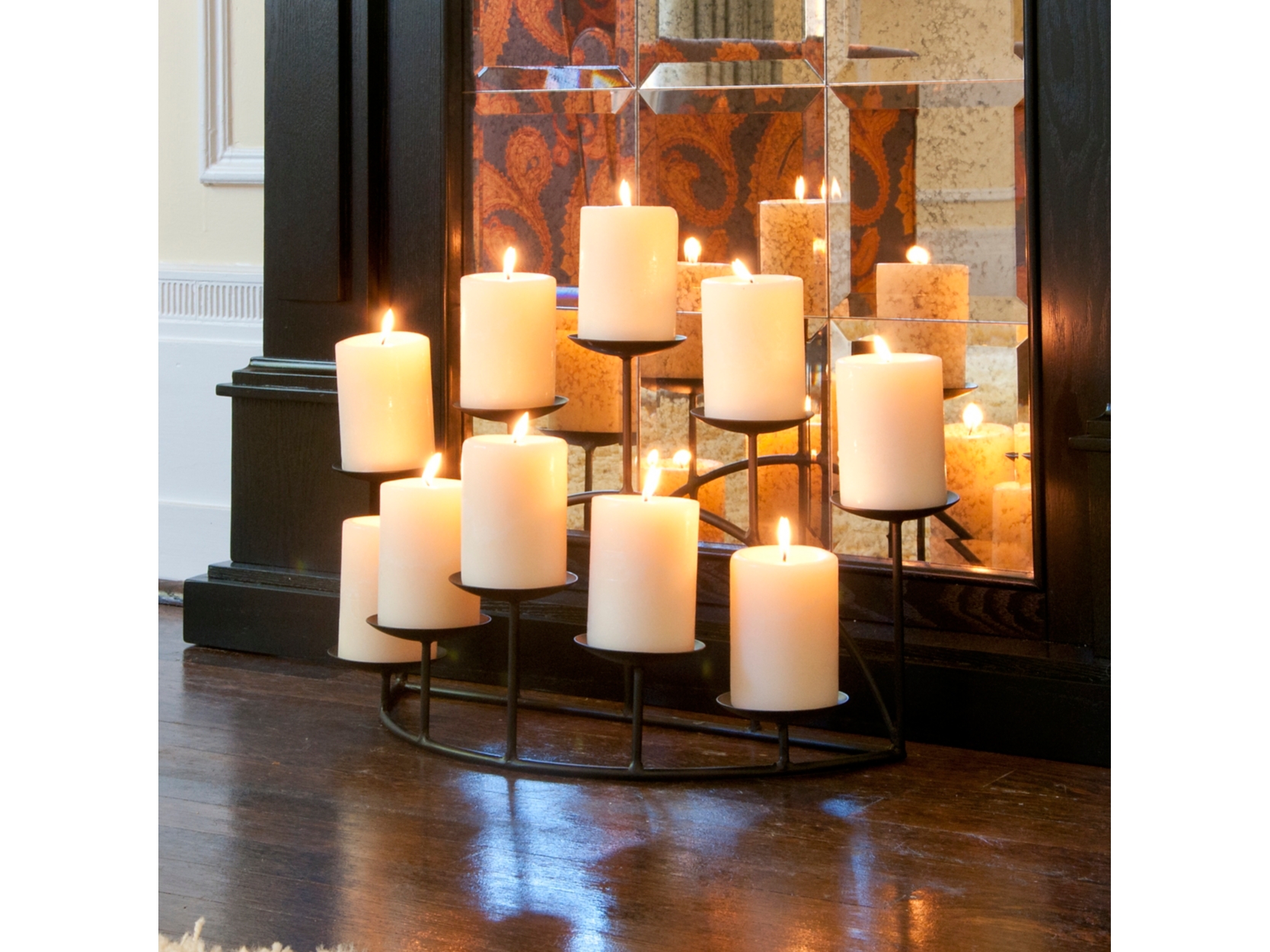 Image of Saranna 10 Candle Fireplace Candelabra