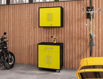 Eiffel 2-Piece Garage Storage Set, Black/Yellow