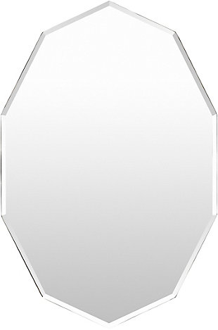 Surya Crystalline Oval Shaped Mirror, Silver, large