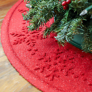 Christmas Waterhog Snowflake Tree Skirt, Red, rollover
