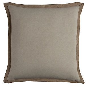 Rizzy Home Flanged Solid Throw Pillow, Light Gray, rollover