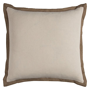Rizzy Home Flanged Solid Throw Pillow, Beige, rollover