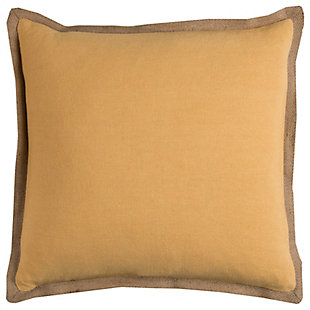 Rizzy Home Flanged Solid Throw Pillow, Yellow, rollover