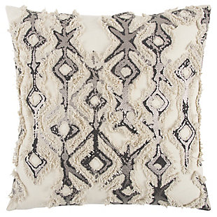 Rizzy Home Metallic and Fringed Accented Throw Pillow, , rollover
