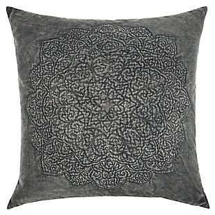 Rizzy Home Solid Lightly Patterned Throw Pillow, , rollover