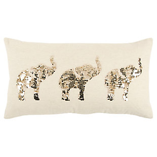 Rizzy Home Elephant Sequined Lumbar Throw Pillow, , rollover