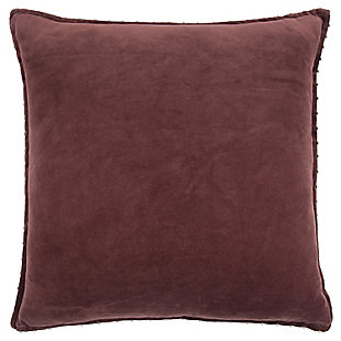 Rizzy Home Solid Bead Trimmed Throw Pillow, Burgundy, rollover