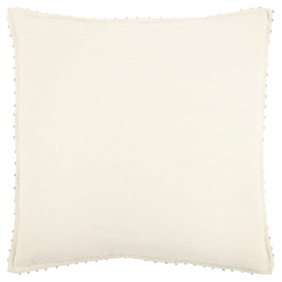 Rizzy Home Solid Bead Trimmed Throw Pillow, Neutral, large