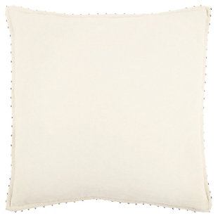 Rizzy Home Solid Bead Trimmed Throw Pillow, Neutral, rollover