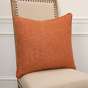 Rizzy Home Solid Throw Pillow, Orange, rollover