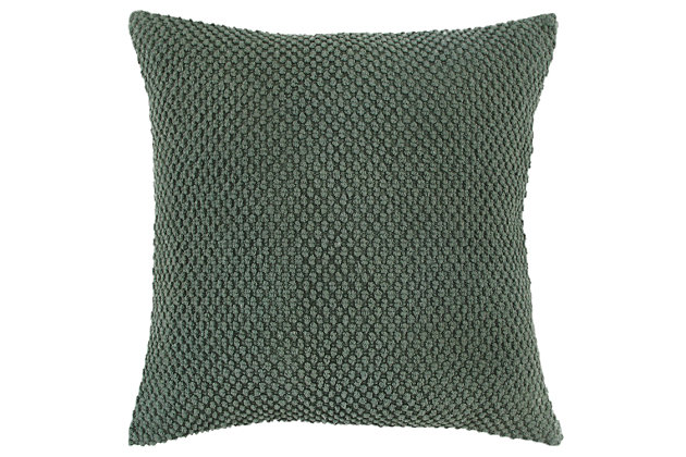 This pillow is a 100% cotton nubby woven pillow with light texture. The woven dimensioning will not release with use or cleaning as it is made INTO the pillow structure. The back is a matching cotton duck and features a zippered closure for ease of fill and cleaning. This knife edge pillow is at home in many diverse style genres and is great used as a stand-alone article or as a layering piece.Nubby texture | Hand loomed | Knife edged pillow | Light texture | Coordinating solid cotton back with hidden zipper closure | Cotton dot pannel(100% cotton)