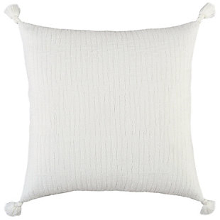 Rizzy Home Tasseled Solid Throw Pillow, White, large