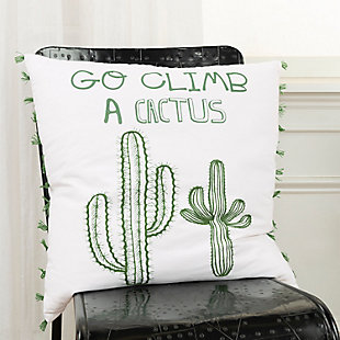 Whimsically styled artwork and fonts and hand screen printed with running stitch flat embroidery accents give this pillow a whimsically FUN appeal. In a lovely lively green, hand tied tassel poms accent this pillow on both sides of the artwork. Executed on white cotton duck, this pillow features a solid back with a hidden zipper closure for ease of fill.Hand screen printed | Hand tied tassel poms on both ends fo the pillow | Embroidered accents | Whimsical fonts | Matching solid cotton duck back features hidden zipper closure for ease of fill | 100% cotton